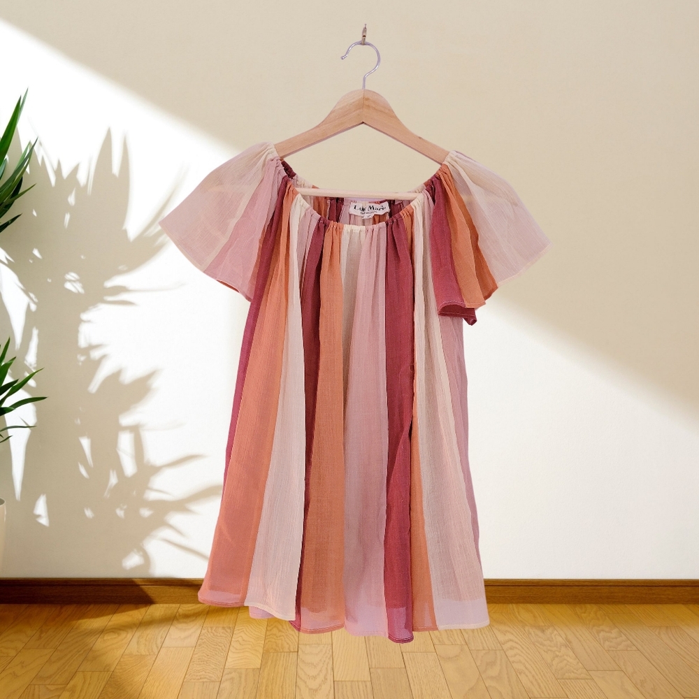 Multi-coloured Chiffon Ruffle Sleeve Top - Luis Mari Tokyo